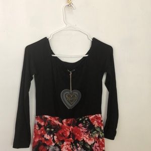 Black and floral body conscious dress